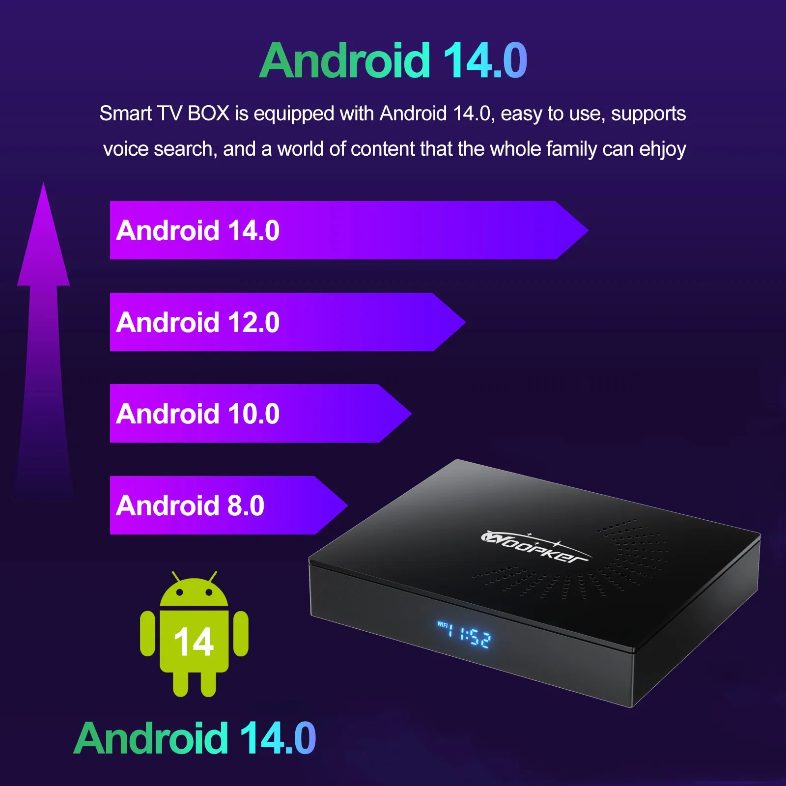 Woopker KW2 Android 14 TV Box  - Home Cinema Youtube avis et prix